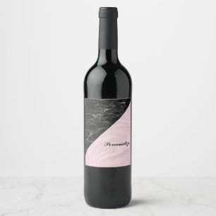 Rótulo De Garrafa De Cerveja Chic Elegant Black Pink Marble Personalizado