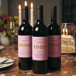 Rótulo De Garrafa De Cerveja Chic Elegante Dourado Cor-de-rosa 1986