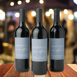 Rótulo De Garrafa De Cerveja Chic Felizmente Depois Do Casamento Azul Derramado