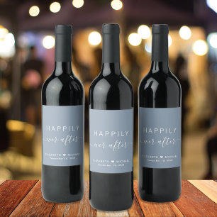 Rótulo De Garrafa De Cerveja Chic Felizmente Depois Do Casamento Azul Derramado