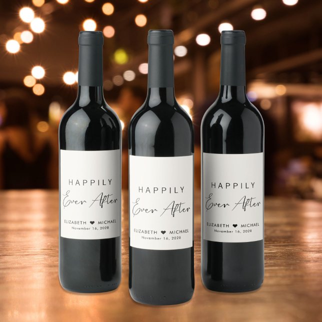 Rótulo De Garrafa De Cerveja Chic Felizmente Depois Do Casamento Com Creme (Criador carregado)