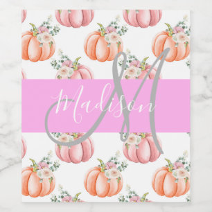 Rótulo De Garrafa De Cerveja Chic Floral Branco Pesseguin Pumpkin Nome do Monog