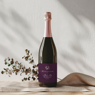 Rótulo De Garrafa De Cerveja Chic Floral Weding Púrpura Elegância Rosa