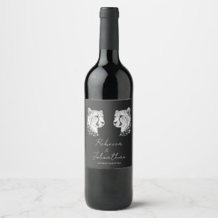 Rótulo De Garrafa De Cerveja Chic Guepardo Elegante Preto e Branco Art Casament