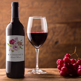 Rótulo De Garrafa De Cerveja Chic Noivado Fuchsia Rosa Floral Personalizado