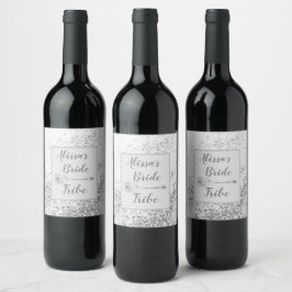 Rótulo De Garrafa De Cerveja Chic Siver Confetti - Tribo de Noiva Personalizada