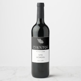 Rótulo De Garrafa De Cerveja Chic Tipografia Minimalista Borboleta Chá de Noiva