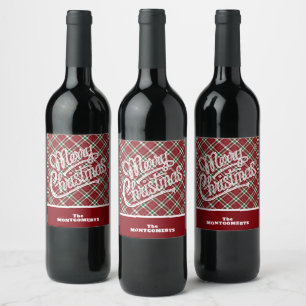 Rótulo De Garrafa De Cerveja Chic Xmas Plaid Brilhante Alegre Natal