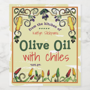 Rótulo De Garrafa De Cerveja Chile chili azeite personalizado latão