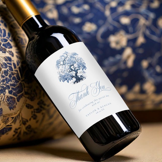 Rótulo De Garrafa De Cerveja Chinoiserie Wedding Tree Motif Obrigado ID1094 (Criador carregado)