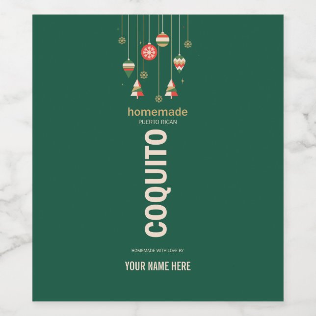 Rótulo De Garrafa De Cerveja Christmas Coquito Festive Puerto RicanDrink  (Rótulo Único)