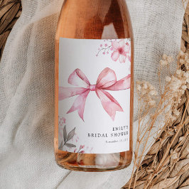 Rótulo De Garrafa De Cerveja Chuva de Arroz com Laço Rosa para Chá de Noiva