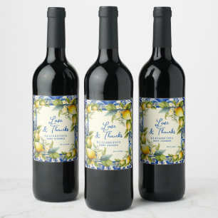 Rótulo De Garrafa De Cerveja Chuva de Bebê Bebê Limão Amarelo Azulejo Azul