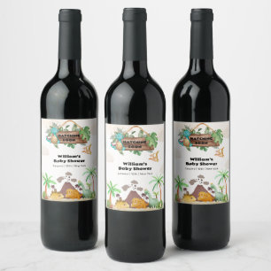 Rótulo De Garrafa De Cerveja Chuva de Bebê de Dinossauro Eclodindo de Vulcão Tr