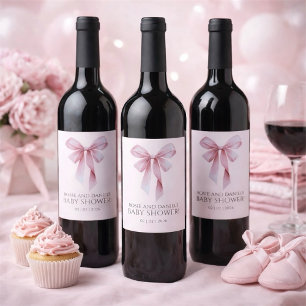 Rótulo De Garrafa De Cerveja Chuva de Bebê Menina com Laço Rosa Suave