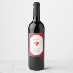 Rótulo De Garrafa De Cerveja Chuva de Bebê Minimalista Vintage Vermelho Rustico