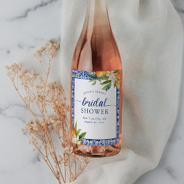 Rótulo De Garrafa De Cerveja Chuva de Laranja Azul Mediterrâneo para Chá de Noi