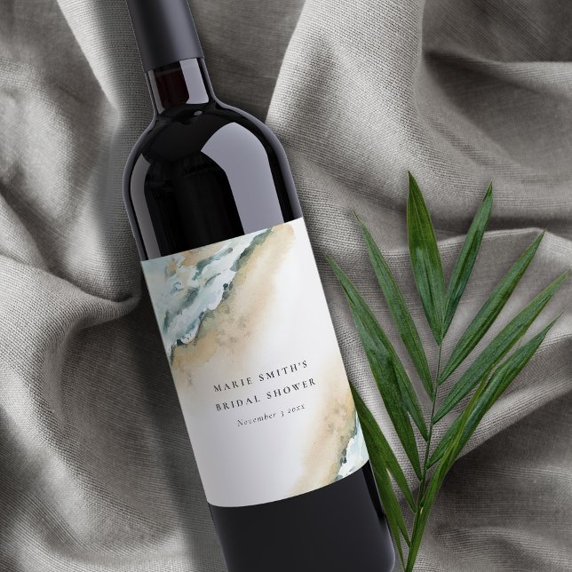 Rótulo De Garrafa De Cerveja Chuva de Noiva Costeira Mar Onda Areia Praia Náuti (Criador carregado)