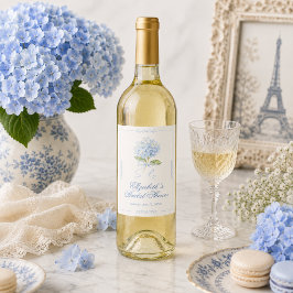 Rótulo De Garrafa De Cerveja Chuva de Noiva Elegante de Hortênsia Azul