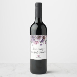 Rótulo De Garrafa De Cerveja Chuva de Noiva Floral Lavanda Aquarela