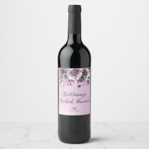 Rótulo De Garrafa De Cerveja Chuva de Noiva Floral Lavanda Aquarela