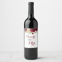 Rótulo De Garrafa De Cerveja Chuva de Noiva Floral Marsala Burgundy Despedida d