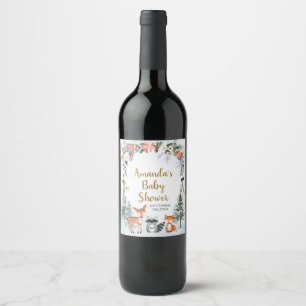Rótulo De Garrafa De Cerveja Chuva de Noiva Floresta Animal Inverno Florestal