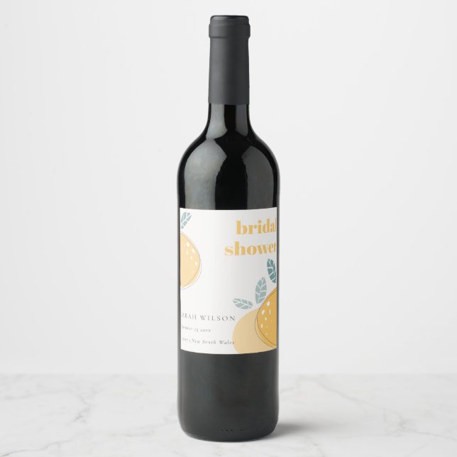 Rótulo De Garrafa De Cerveja Chuva de Noiva Ousada Abstrata de Limão Fruity (Frente)