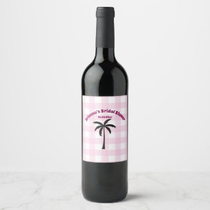 Rótulo De Garrafa De Cerveja Chuva de Noiva Xadrez Branco Rosa Palmeira