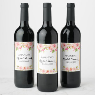 Rótulo De Garrafa De Cerveja Chuva de presentes de noiva com florais brancos e 
