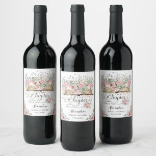 Rótulo De Garrafa De Cerveja Chuva de Rosas Rosa Floral Livro Novo Capítulo Chá