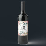 Rótulo De Garrafa De Cerveja Cinza de aniversário floral cor de água<br><div class="desc">Dor de festas cor-de-água floral cor-de-rosa. Lindo e elegante tema de festa moderna.</div>