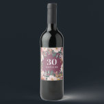Rótulo De Garrafa De Cerveja Cinza de aniversário floral cor de água<br><div class="desc">Dor de festas cor-de-água floral cor-de-rosa. Lindo e elegante tema de festa moderna.</div>
