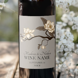 Rótulo De Garrafa De Cerveja Cinza de Casamento da Magnolia, de Vintage Minimal