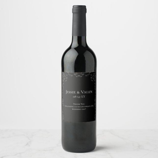 Rótulo De Garrafa De Cerveja Cinza e Casamento Gótico Negra (Frente)