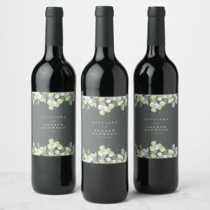 Rótulo De Garrafa De Cerveja Cinza-Morango Verde+Casamento no inverno Eucalyptu