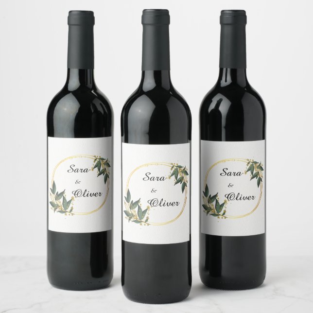 Rótulo De Garrafa De Cerveja Círculo Botânico de Ouro Elegante (Garrafas)