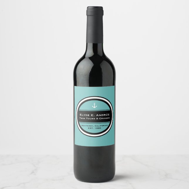Rótulo De Garrafa De Cerveja Círculo de Âncora Náutica Personalizável (Frente)
