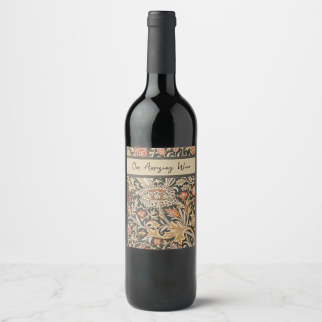 Rótulo De Garrafa De Cerveja Clássico Botânico Jardim Flor Clássica William Mor (Frente)