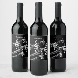 Rótulo De Garrafa De Cerveja Clave de Sol Preto e Branco