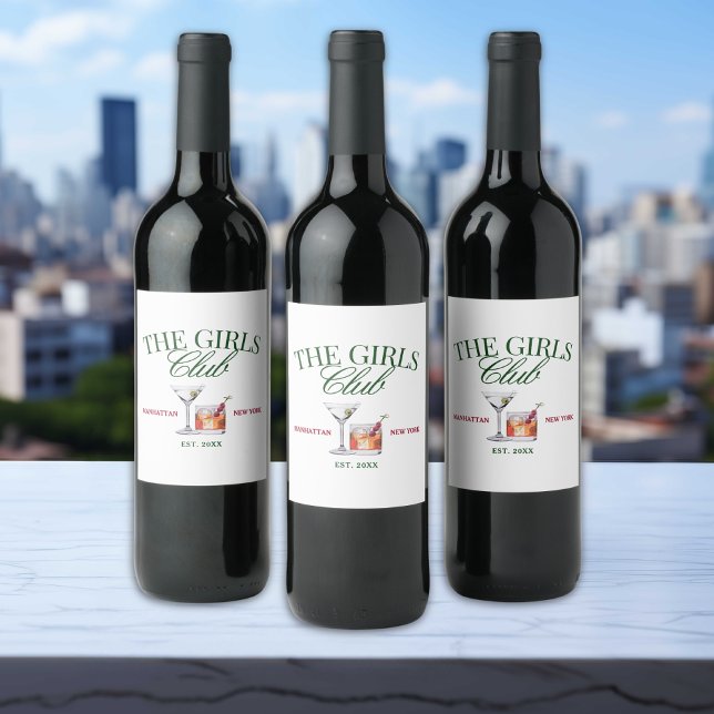Rótulo De Garrafa De Cerveja Cocktails clássicos Green & Red Girl's Club (Criador carregado)