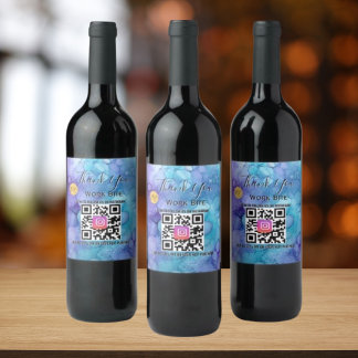 Rótulo De Garrafa De Cerveja Código QR Instagram de Negócios Agradecimento Aqua