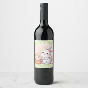 Rótulo De Garrafa De Cerveja Coelhinho bonito de primavera/Páscoa com ovo