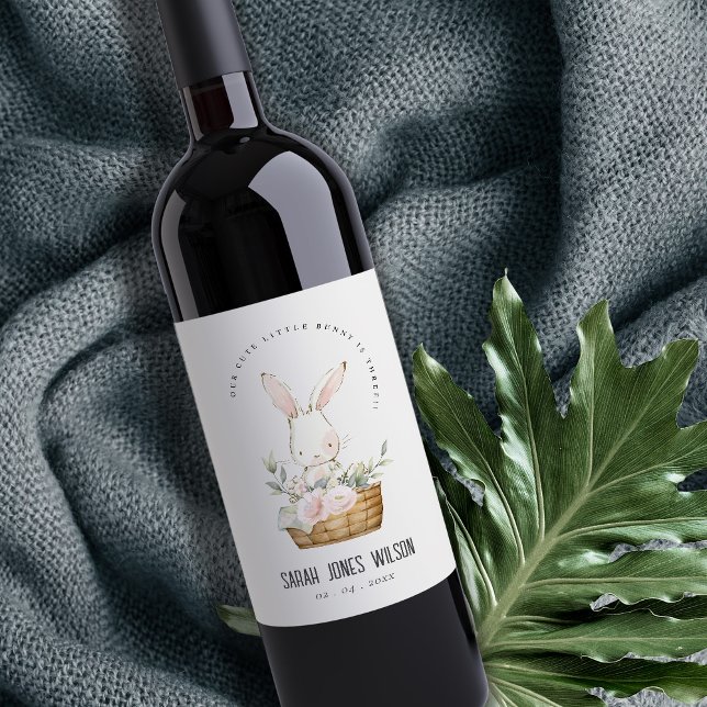 Rótulo De Garrafa De Cerveja Coelhinho Bonito Elegante Em Aniversário de crianç (Criador carregado)