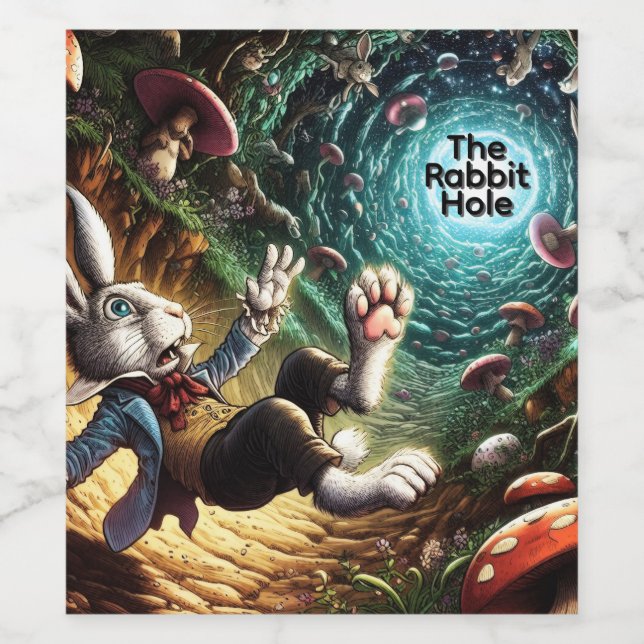 Rótulo De Garrafa De Cerveja Coelhinho Pânico Caindo No Buraco Do Coelho (Rótulo Único)