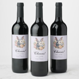 Rótulo De Garrafa De Cerveja Coelho Rodeado por Flores Pastel Cute Cheers
