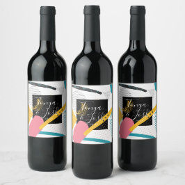 Rótulo De Garrafa De Cerveja Colagem Abstrata Moderno Colorido Casamento Ousado