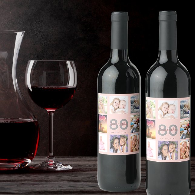 Rótulo De Garrafa De Cerveja Colagem de fotos 80 festa de aniversário gold (Criador carregado)