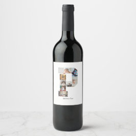 Rótulo De Garrafa De Cerveja Colagem de Fotos com Letra P em Preto e Branco