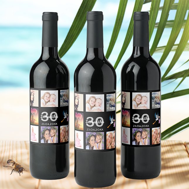 Rótulo De Garrafa De Cerveja Colagem de fotos de aniversário de 30 anos (Criador carregado)